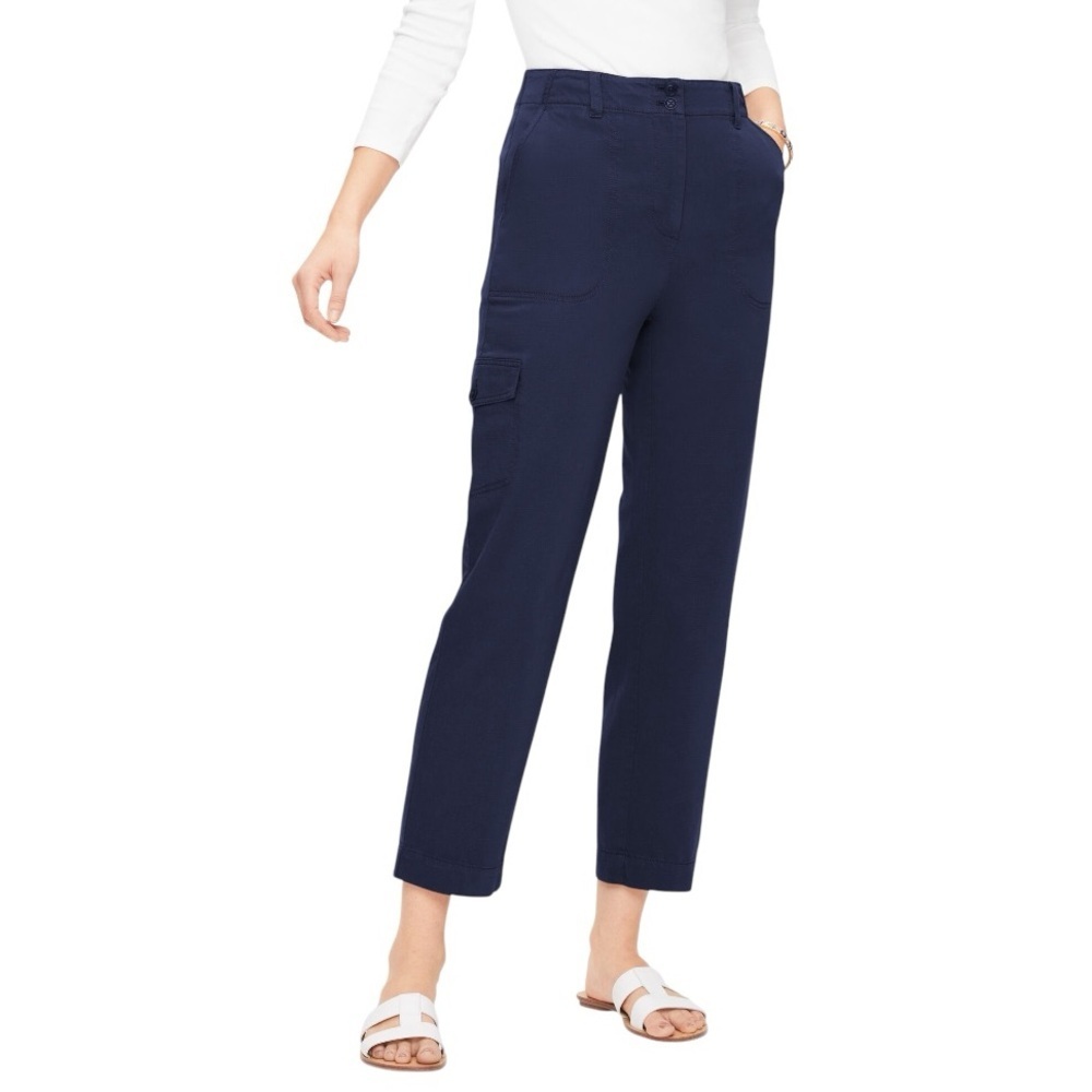 NWT Talbots SuperSoft Cropped Cargo Chino Pants Navy Blue Size 6 Preppy Casual